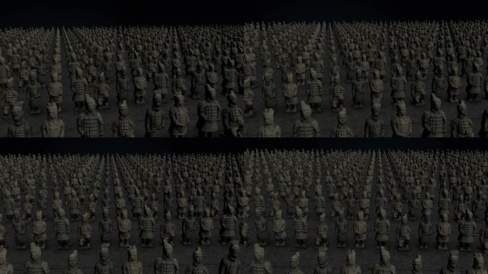 兵马俑在黑暗中连续3D动画