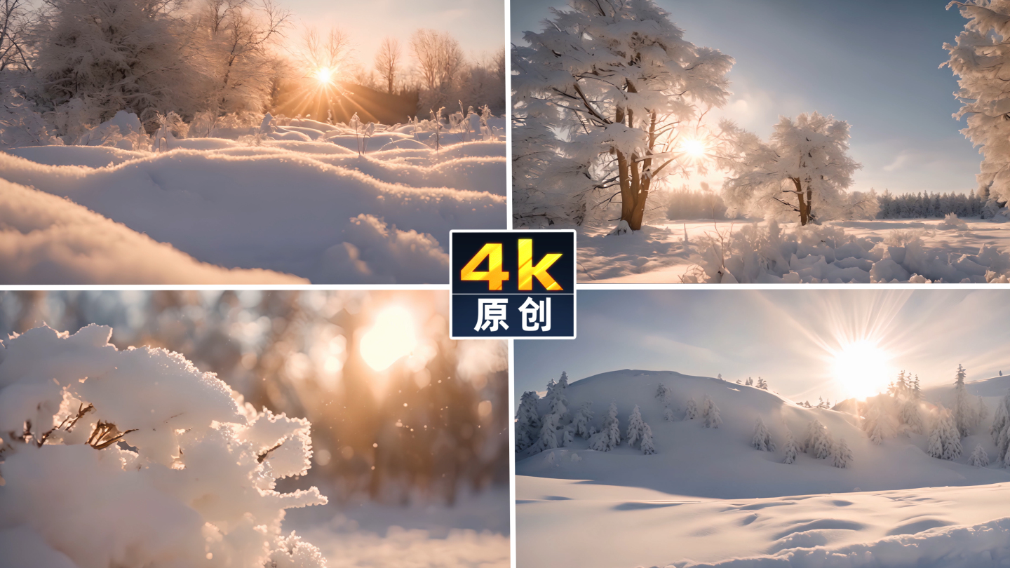 唯美冬天雪景下雪天