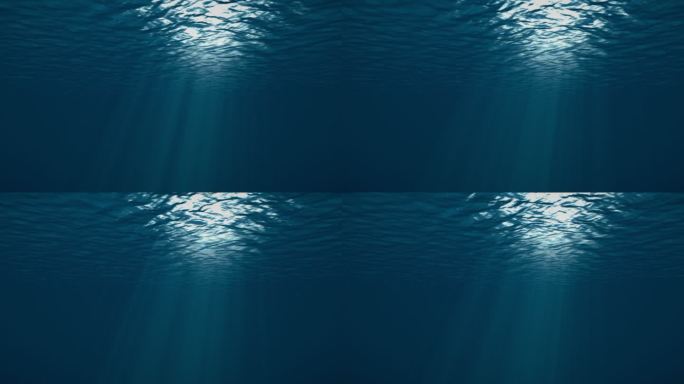 【独家】光线穿过水下海底透光深蓝色大海