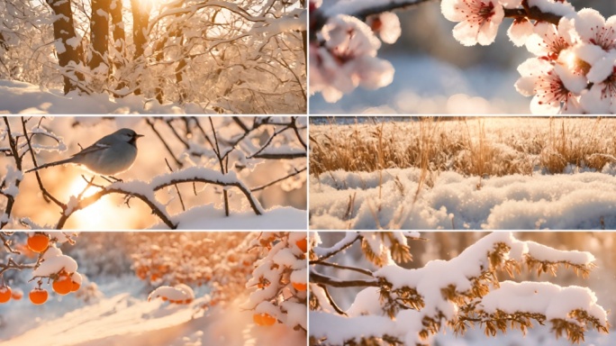 冬天雪景 冬日暖阳  唯美雪景空境