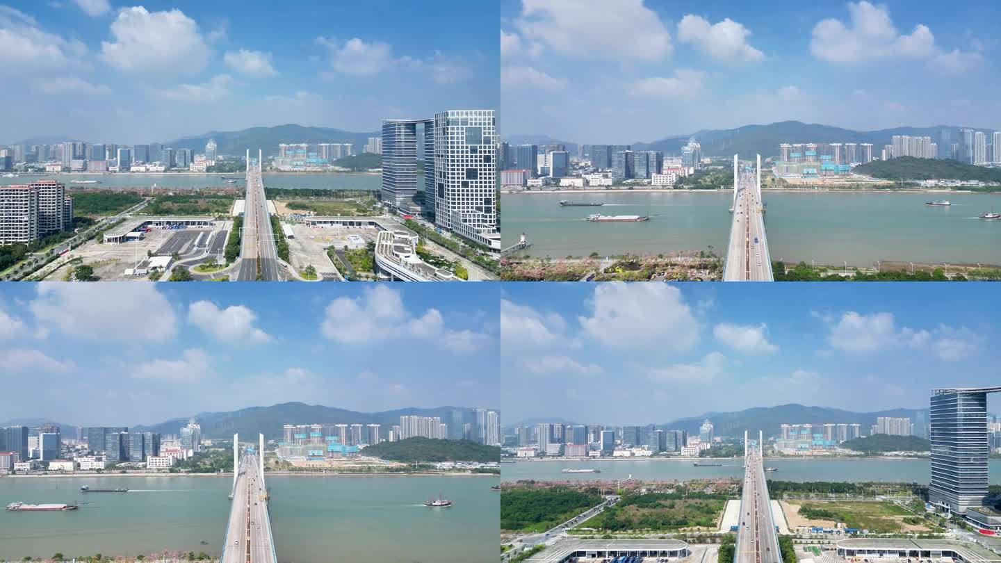 航拍广东珠海横琴大桥
