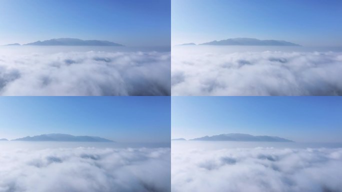 平流雾上的山脉航拍