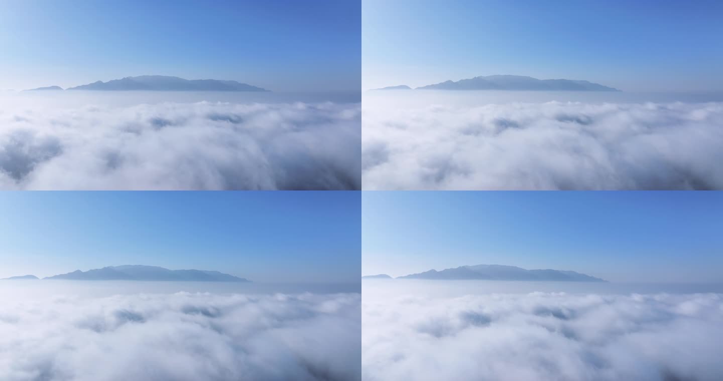 平流雾上的山脉航拍