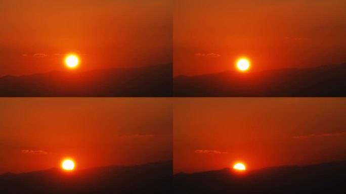 日落群山山顶夕阳晚霞黄昏傍晚天空落日唯美