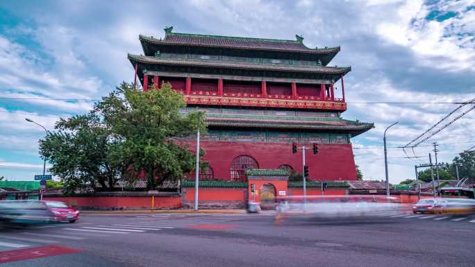 北京鼓楼 街景 车流 皇城 城楼
