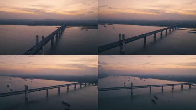航拍芜湖长江大桥一桥黄昏