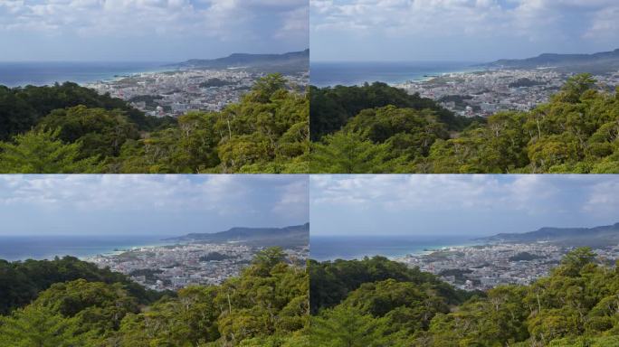 冲绳县名护市的高视角。