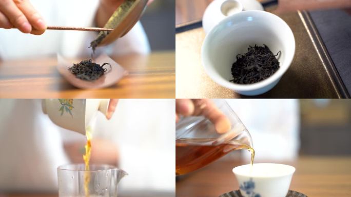 茶艺红茶沏茶茶水打旋升格慢镜头