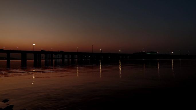 江海桥清晨黄昏灯影荡漾光影浮动