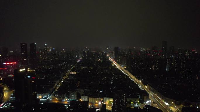 成都城市夜景交通东二环航拍