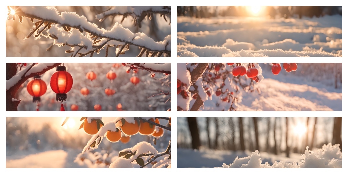 冬日暖阳 腊八春节 立春雪景 唯美雪景