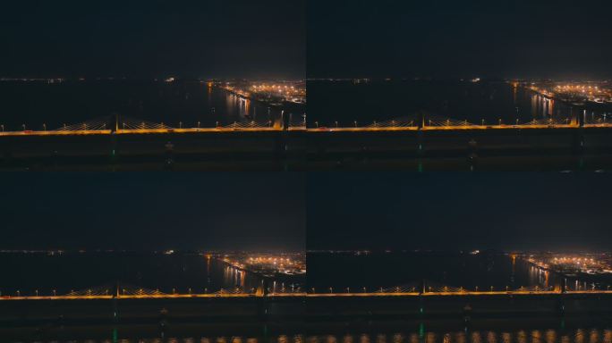 航拍芜湖长江大桥一桥夜景