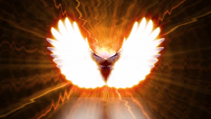 飞行天使的翅膀与光的效果背景