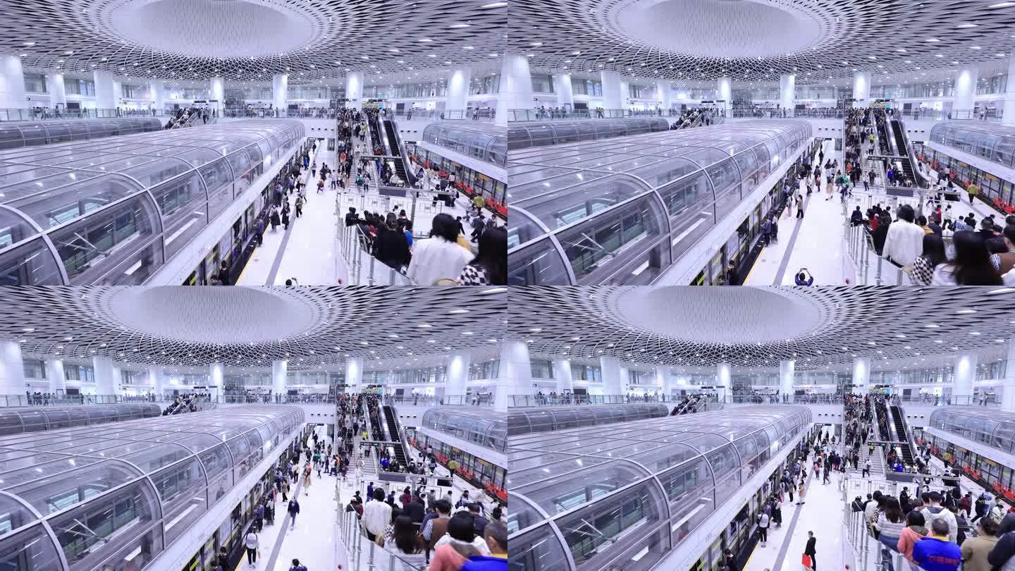 中国深圳地铁站人流人群早晚高峰奋斗上下班