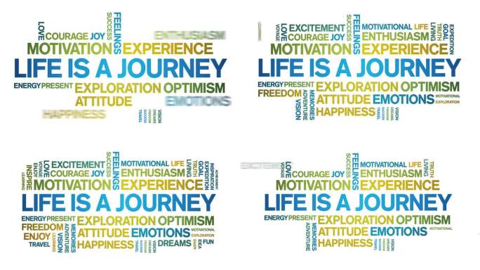 生命是一场旅程动画字云，动画动态排版循环。