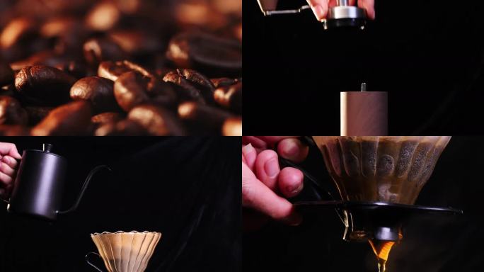 【4K】传统手工手磨咖啡豆冲泡咖啡