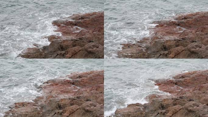 深圳海岸线-大梅沙礁石风起浪涌