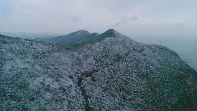 航拍大连雪景