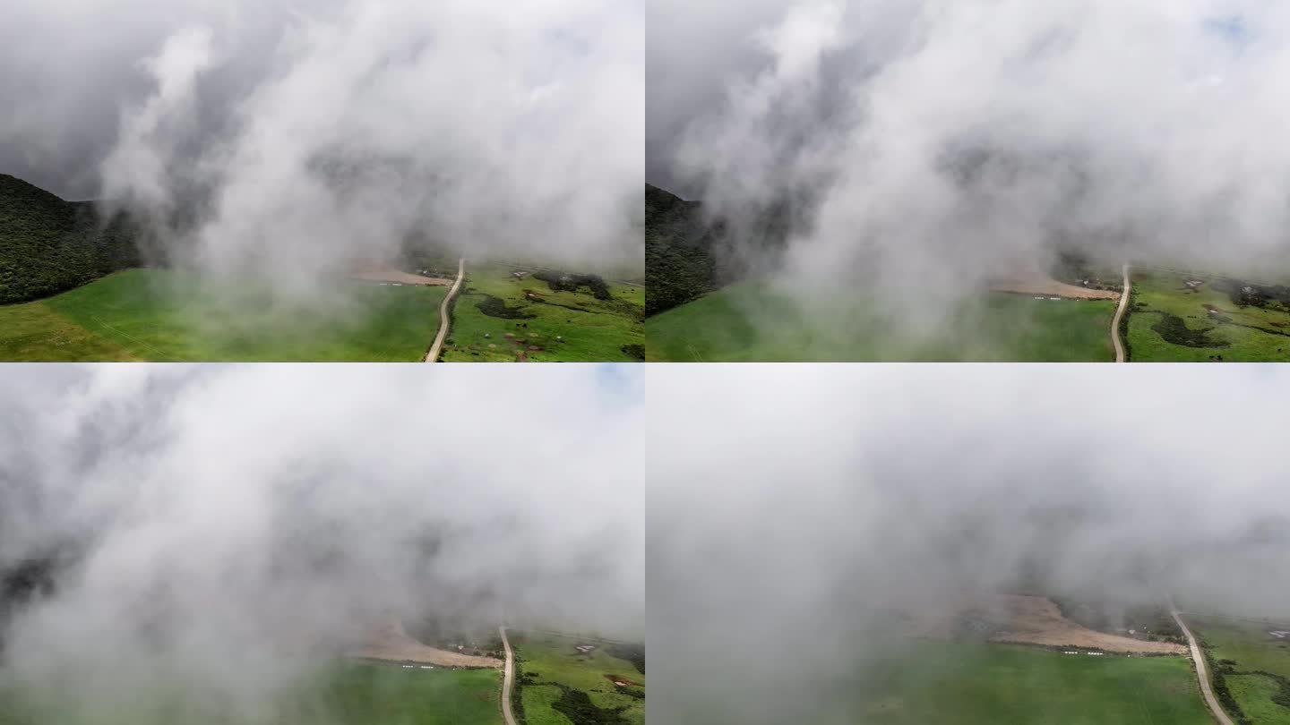留尼旺岛上的飞机在云层中拍摄