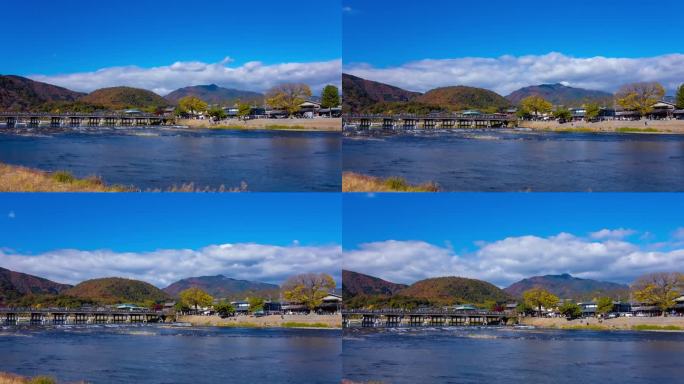 京都东筑桥附近的云和游客的延时镜头放大