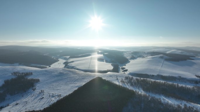 大兴安岭冬天山林雪景