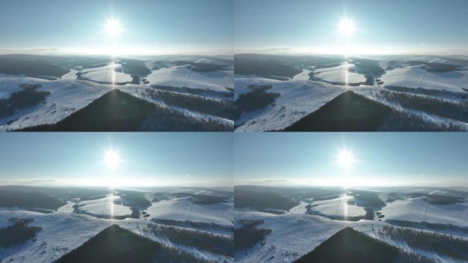 大兴安岭冬天山林雪景