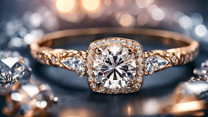 钻石璀璨首饰戒指手镯4K素材