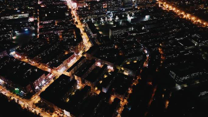 鸟瞰现代城市居民区夜景