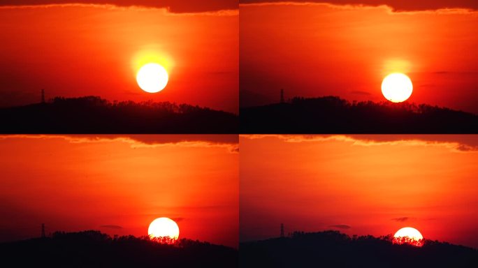 森林日落延时天黑夜幕降临山峰阳光黄昏夕阳