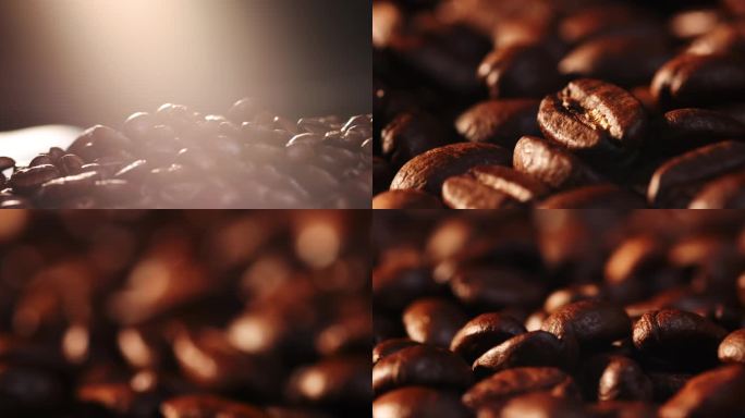 【4K】烘焙咖啡豆特写展示