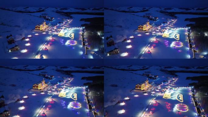 凤凰山蓝莓小镇冬季夜景