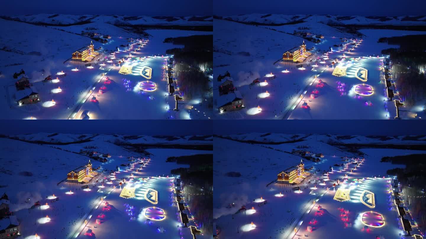 凤凰山蓝莓小镇冬季夜景