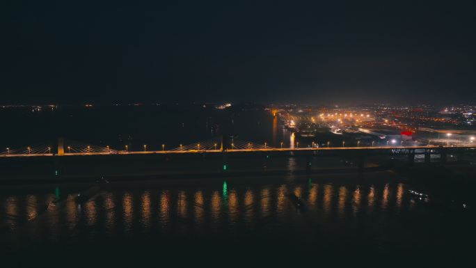 航拍芜湖长江大桥一桥夜景