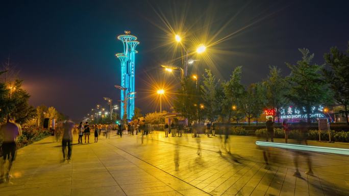 北京奥林匹克公园钉子塔灯光秀延时