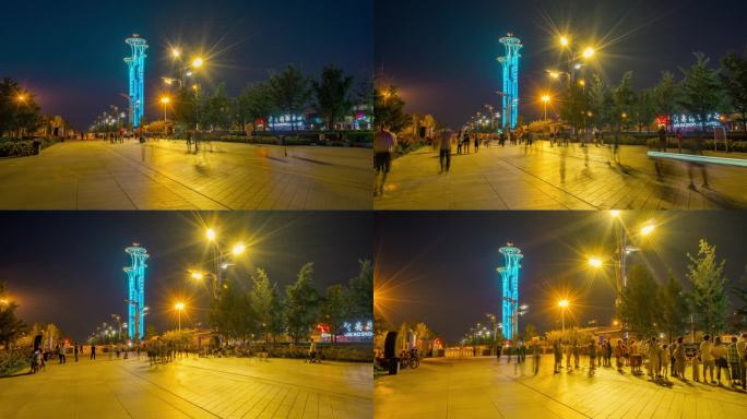 北京奥林匹克公园钉子塔灯光秀延时