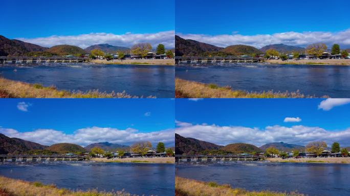 京都东筑桥附近的云和游客的时间延迟广角镜头