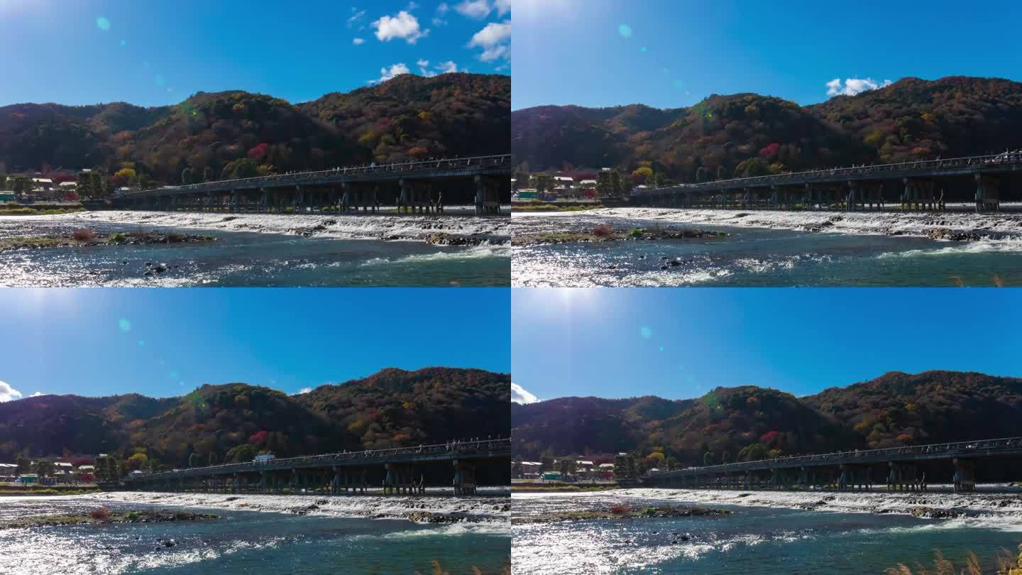 京都东筑桥附近的云和游客的时间延迟广角镜头变焦