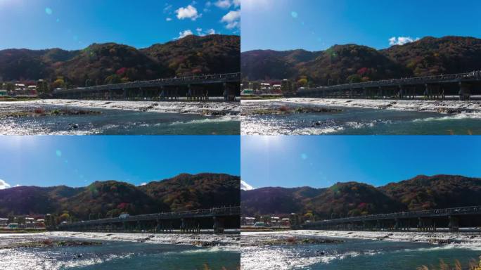 京都东筑桥附近的云和游客的时间延迟广角镜头变焦