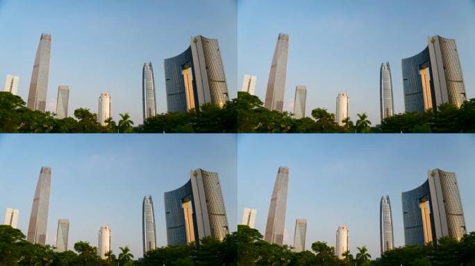 广州金融中心摩天大楼街景延迟拍摄4k
