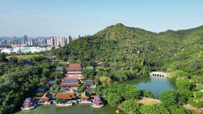 航拍广东珠海圆明新园