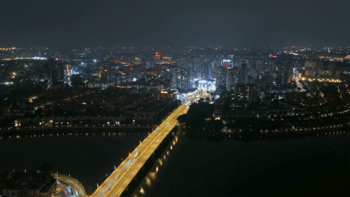 航拍城市夜景车光流