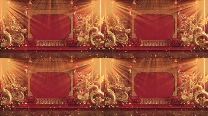 4k新年大红中国龙舞台背景⑧