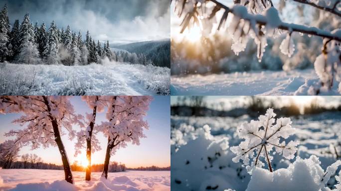 冬季雪景唯美素材