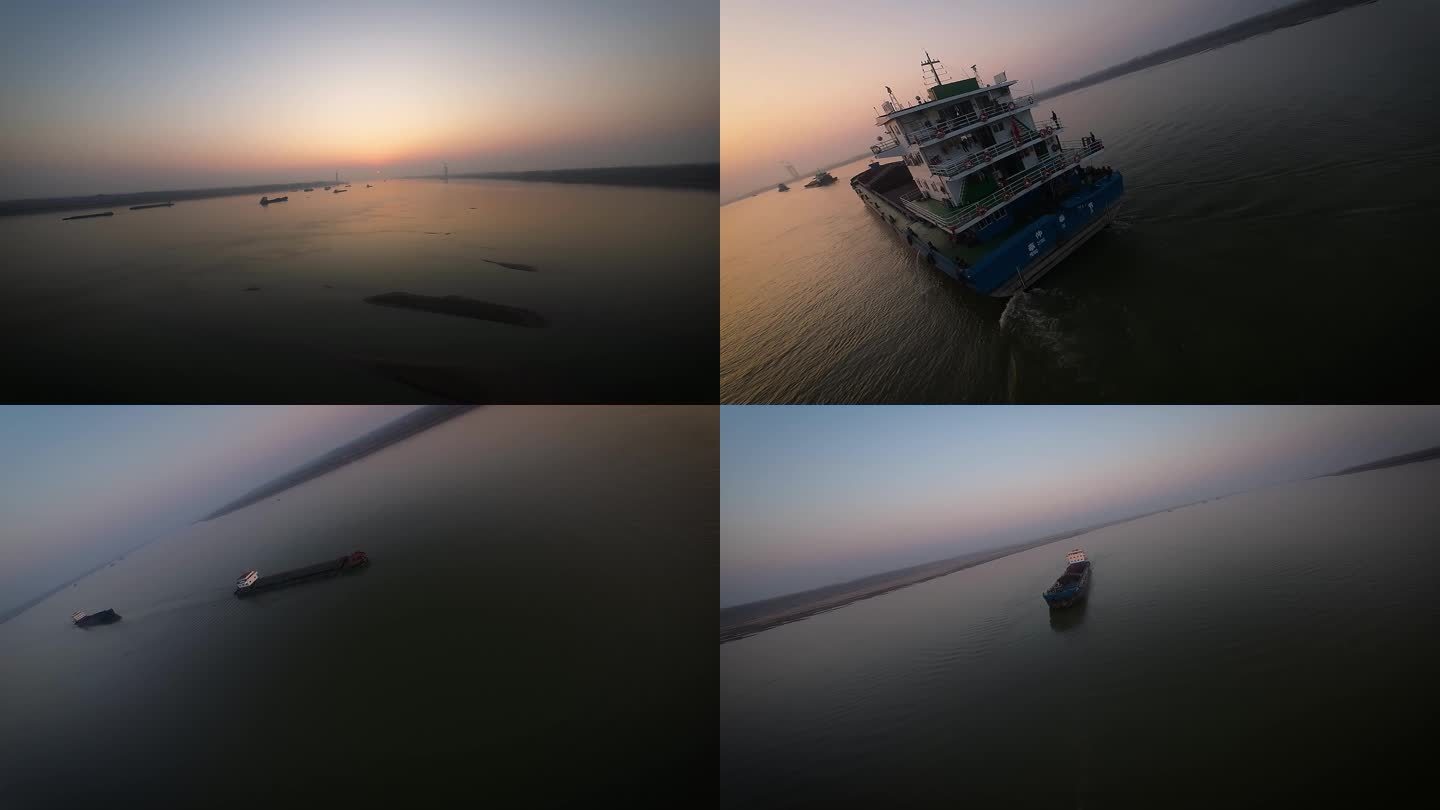 新洲江滩 轮渡夕阳 穿越机