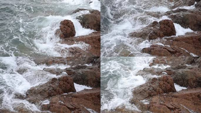 深圳海岸线-大梅沙礁石风起浪涌