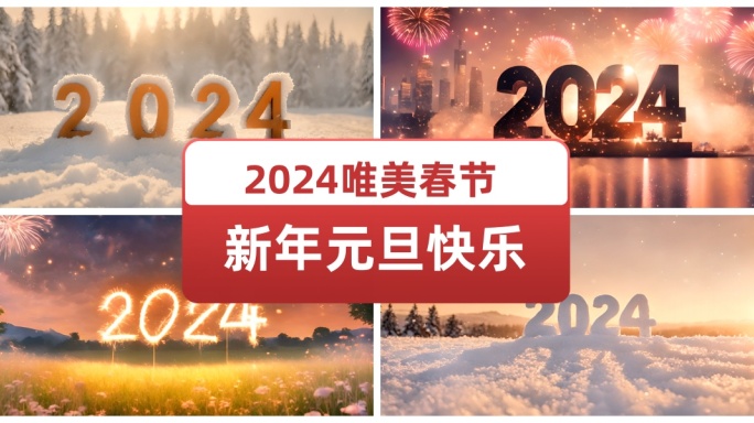 2024唯美春节新年元旦快乐 跨年新春