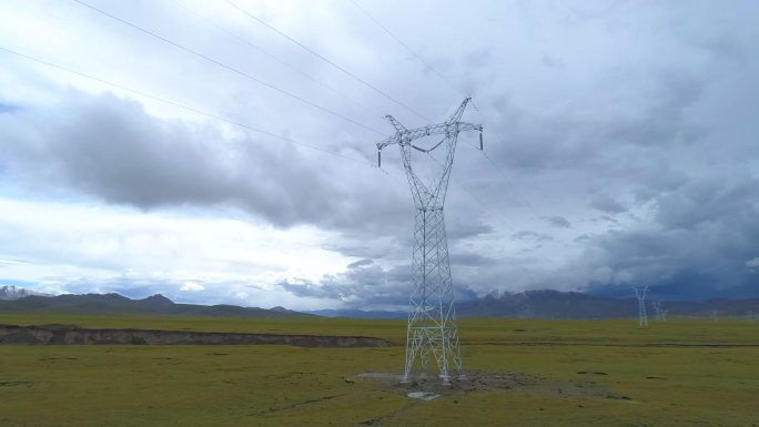 西藏 电力 电塔 航拍