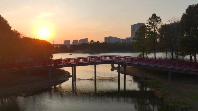 上海宝山区美兰湖航拍