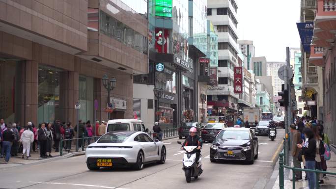 澳门街道交通澳门城市道路车流公路汽车行驶