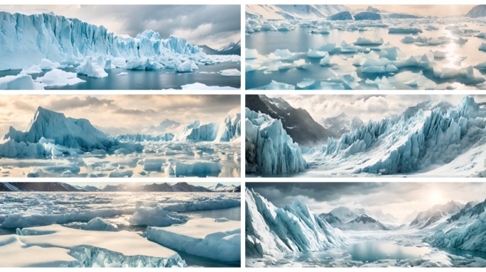 南极冰川风光冰裂 冬季环境 气候崩塌融化